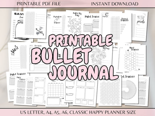 Planificateur de Bullet Journal personnalisable imprimable