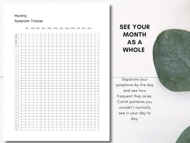 Chronic Pain Symptom Tracker: Daily Log & Monthly Chart_BrainAcademy.store