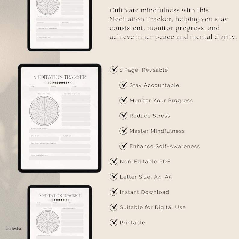 Meditation Tracker: Mindful Prompts for Daily Calm_BrainAcademy.store