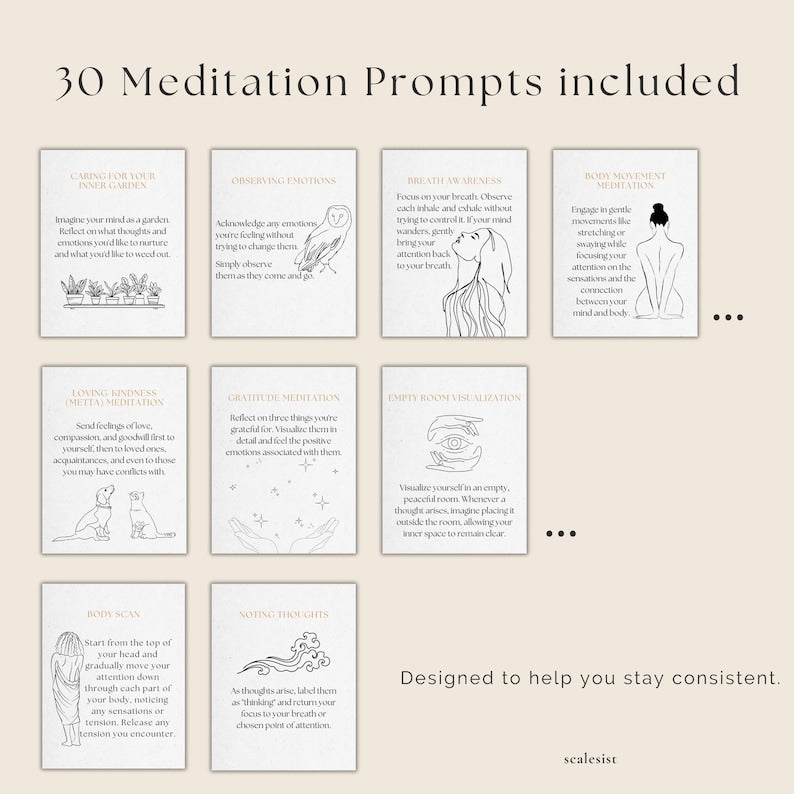 Meditation Tracker: Mindful Prompts for Daily Calm_BrainAcademy.store