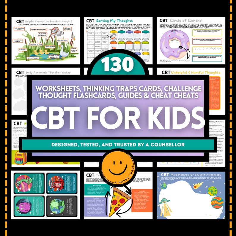 CBT Workbook for Kids: Negative Thought Challenge and Core Belief Restructuring_BrainAcademy.store