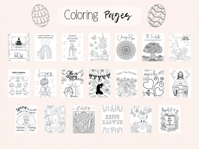 Digital Coloring Book: Easter, Spring, Primary & Youth Activities_BrainAcademy.store