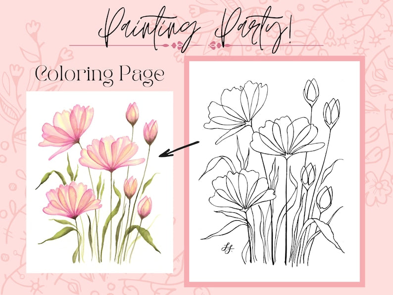 Transparent Flower Outline Coloring Page_BrainAcademy.store