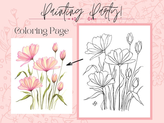 Transparent Flower Outline Coloring Page_BrainAcademy.store